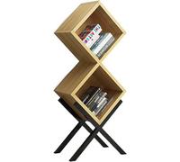 AZHANGYB Book Shelf, Industrial Double 2 Tier Bookshelf, Tall Bookcase with Wide Shelf for Storage and Display, Large Home Decor Bookcases for Living Room, Office (A)