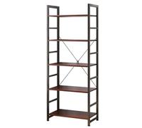 AZHANGYB Bookshelf With Storage, 4 Tier Rustic Vintage Industrial Etagere Bookcase, Open Metal And Wood Vintage Book Shelf, Open Display Storage Rack Tall Bookcase (F 23.6x11.8x63in)