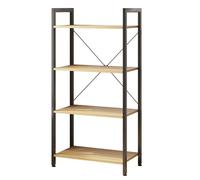 AZHANGYB Bookshelf With Storage, 4 Tier Rustic Vintage Industrial Etagere Bookcase, Open Metal And Wood Vintage Book Shelf, Open Display Storage Rack Tall Bookcase (D 23.6x11.8x47.2in)