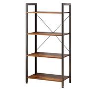 AZHANGYB Bookshelf With Storage, 4 Tier Rustic Vintage Industrial Etagere Bookcase, Open Metal And Wood Vintage Book Shelf, Open Display Storage Rack Tall Bookcase (B 23.6x11.8x47.2in)