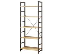 AZHANGYB Bookshelf With Storage, 4 Tier Rustic Vintage Industrial Etagere Bookcase, Open Metal And Wood Vintage Book Shelf, Open Display Storage Rack Tall Bookcase (D 23.6x11.8x63in)