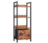 AZHANGYB Industrial Etagere Bookcase, Modern Wood Large Open 4 Tier Bookshelf, Vintage Wide Metal Book Shelf Organizer, Farmhouse Book Shelves For Bedroom Living Room Storage (A)