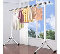 AZHANGYB Mobile Clothes Rack with Wheels Folding Multi Functional Freestanding Coat Rack Industrial Donkey Style 1.6m Adjustable Clothing nizer for Home Laundry or Boutique Use