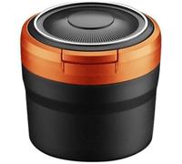 AZHAOJLI Car Ashtray with Lid for HYUNDAI IX45 2019-2024, Automatic LED Light, Sealed, Flame Retardant, High Temperature Resistant, Detachable., black and orange