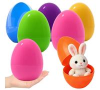 Azheeuiy 6 Pack Jumbo Easter Eggs,6.3'' Bright Plastic Giant Eggs with Flat Bottom, Empty Refillable for Easter Eggs Hunt, Filling Treats Party Favor & Supplies Decoration