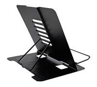 Azheeujy Metal Book Stand Folding Reading Book Holder with 6 Adjustable Angles and Paper Page Clip,Sturdy Desktop Book Holder for Cookbook,Magazine,Textbooks,Document,Music Book,Laptop,Tablet (Black)