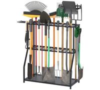 Azheruol Organizer Yard Tool Storage Rack,Garden Organizer,Steel Yard Tool Racks To Store Long-Handled Tools,Tool Holder For Garden,Shed,Outdoor,Black