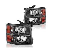 AZHEYC Headlights For Chevrolet For Silverado 1500 2500 HD 3500 2007-2013 Head Lights GM2502280 GM2503280 Headlamps No Bulb Pair(Black Amber Corner)