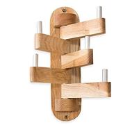 AZHKJKZH Coats Hooks Wall Mounted Oak Wood Coat Hooks Wall Mounted Rack with 5 Swivel Foldable Arms, 12" Length Hat Clothes Towel(Wood Color)
