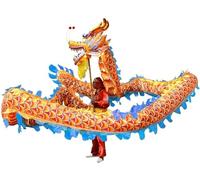 AZHKJKZH Dragon And Lion Dance Prop 10m/32.8ft Silk Dragon Dance Mascot Ribbon For 6 Players Lion Head Performance Set For Performance(B)
