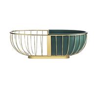 AZHKJKZH Fruit Bowl Fruit Bowl Creative Modern Hollow Iron Basket Living Room Home Light Luxury Coffee Table Snack Tray(Gold, Green) Kitchen Table Décor(Gold)