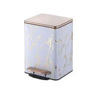 AZHKJKZH Litter Bin Rubbish Recycle Bins Stainless Steel+PU Step Trash Can With Plastic Inner Buckets With Soft Close Lid,Foot Pedal Garbage Can Home Use(C,15L/3.9 Gallon)