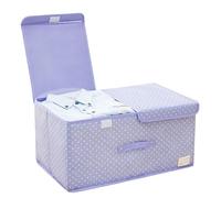 AZHKJKZH Storage Boxes Clothes Storage Bag Under The Bed Self Attached Divided Into Two Compartments For Bedding(Purple,50 * 30 * 25cm)