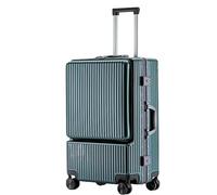 AZHKJKZH Suitcase with Wheels Front Opening Suitcase Rechargeable Universal Wheel Checked Luggage Carry On Travel Luggage(Grün,26inch)