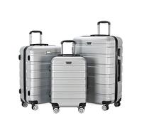 AZHKJKZH Suitcase with Wheels Luggage ABS 3 Piece Set with Lock Spinner 20in 24in 28in,Lightweight Luggages for Travel Travel Luggage(Silver)