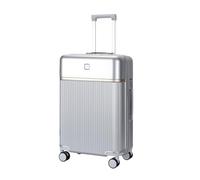 AZHKJKZH Suitcase with Wheels PC Hard Shell Luggage Trolley Case Travel Suitcase with Combination Lock Travel Luggage(Silver,20inch)