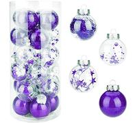 AZHU Christmas Hanging Ball, 24Pcs 6CM Christmas Tree Decorations Baubles Decorative Hanging Baubles Set for Holiday Xmas Tree Decorations Party Decoration Pendant (Purple)