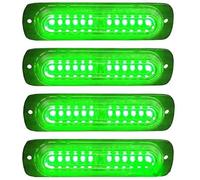 AZHU Emergency Strobe Lights,LED Car Strobe Lights 4Pack 12LED Strobe Warning Light 12V/24V Emergency Flashing Beacon Lamp Police Light for Truck, Off Road Vehicle, ATVs,Motorcycles (Green)