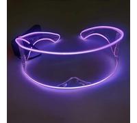 AZHU LED Glasses, Fluorescent Glasses LED Party Glasses Luminous Glasses Cyberpunk Shade Glasses Light Up Carnival for Bar Club Halloween (Purple)