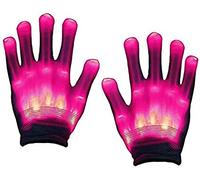 AZHU LED Gloves, Light Up Hand Gloves Halloween Gloves Flashing Fingers Colourful Rave Gloves 3 Modes Glow for Festivals/Halloween/Christmas/Bonfire Night/Games Small Size Kids 5-13 yrs v (Pink)