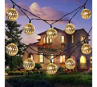 AZHU Solar Morocco Light Ball, Moroccan String Light 12m 100LED Solar Morocco Ball Outdoor String Light with 8 Modes Waterproof Garden Light (7m 50LED, Warm White)