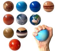 AZIDWERYQ 10Pcs Solar System Toys, PU Solar System Stress Planet Balls, 10 Universe Planets Toys Stress Relief Planets Squeeze Balls Educational Space Toy for Kids Adults Planet