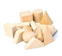 AZIDWERYQ 15Pcs 3D Shapes, Wood Geometric Shapes Geometric Block for Teaching Wooden Jigsaw 3D for Teaching