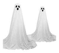 AZIDWERYQ 2Pcs Ghost Decors, Light Up Halloween Decorations With Telescopic Pole & LED String Light, Scary Standing Halloween Decor for Home Outside Porch Garden Yard Ghost Decor