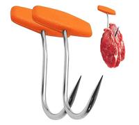 AZIDWERYQ 2PCS Meat Hook for Butchering 5 inch T-Shaped Meat Hooks with Handle Stainless Steel Butcher Shop Tool Kit Hooks for Hanging