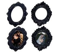AZIDWERYQ 4Pcs Antique Oval Picture Frame, Resin Embossed Vintage Picture Frames, Ideal for DIY, Crafts Making, Home Decor, Black