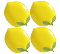AZIDWERYQ 4Pcs Lemon Plates 6x4 Inch Cute Cartoon Lemon Shaped Ceramic Spoon Rest Multi-purpose for Home Kitchen Counter