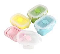 AZIDWERYQ 4PCS Mini Snack Containers, 150ml Collapsible Silicone Food Storage Containers, Stackable Food Storage Box with Lids, Microwave/Fridge/Dishwasher Safe Collapsible