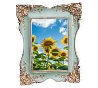 AZIDWERYQ 4x6 Vintage Picture Frame with Embossed Flower, Vertical/Horizontal Vintage Photo Frame with White Mat for Home Tabletop Decor Picture Frames