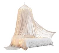 AZIDWERYQ Bed Canopy with Lights, Princess Bed Canopy for Girls, Extra Large Dome Foldable Mosquitos Net for Kids Boys Girls Room Decoration Single Door