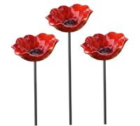 AZIDWERYQ Bee Watering Station, 3 Pack Metal Flower Garden Stakes Bird Bath, Bee Watering Station - Red, 23.62x5.91 Inch