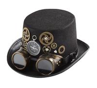 AZIDWERYQ Black Steampunk Top Hat, Steampunk Costume Hat with Removable Goggles Halloween Vintage Hat Unisex Gothic Steampunk Top Hats for Adults Men & Women
