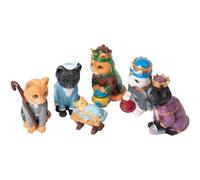 AZIDWERYQ Cat Nativity Set 6PCS Simulation Cat Nativity Scene Funny Halloween Ornament Scene Resin Sculpture Animals for Collectibles Decoration Animals