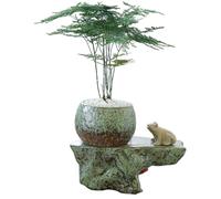 AZIDWERYQ Ceramic Self Watering Pots for Indoor Plants, Self Watering Planter Insert with Frog Figurine, Easy-to-Use for Indoor Plants Green