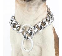 AZIDWERYQ Chain Dog Collar 22 Inch Length Hollow out Choker Collar for Dogs Funny DIY Silver Dog Chain Stainless Steel Collars for Large Dogs Pet Lovers Gifts