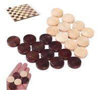 AZIDWERYQ Checkers Pieces 24Pcs Wooden Smooth Spiral Engraved Draughts Pieces Educational Round Painted Backgammon for Kids Board Game Draughts