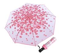 AZIDWERYQ Cherry Blossom Umbrella, Automatic Folding Compact Clear Umbrella with Strong Handle for Men and Women of All Ages