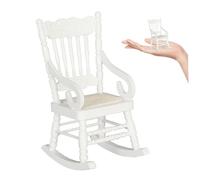 AZIDWERYQ Christmas Dollhouse Chair 1.97x2.56x3.66 Inch 1:12 Mini Wooden Polishing Pattern Engraving Portable Woven Rope Miniature Rocking Chair Model for 7-14 Years Old Kid Dollhouse Model