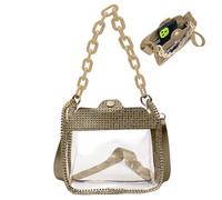 AZIDWERYQ Clear Bag for Stadium Events, Lightweight & Functional PVC Clear Bag with Chain & Strap for Work Sporting Events and Concert Outfits, Champagne Bags for Women