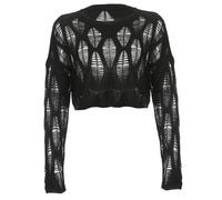 AZIDWERYQ Crop Tops See Through Hole Gothic Clothes for Women Ripped Knit Pullover Emo Clothes for Women Girls Grunge Black