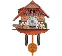 AZIDWERYQ Cuckoo Clock for Wall Traditional Rural Coo Coo Clock House-Shaped Cuckoo with with Pendulum Battery Powered Wooden Wall for Home Living Room
