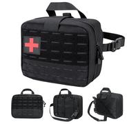 AZIDWERYQ First Aid Bag, 9x7x3 Inch Medical Bag with Handle & Multi-Compartments & Loops, Trauma First Aid Kit, Nylon Medicine Organizer for Home, Travel, Outdoor, Hiking Empty