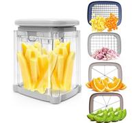AZIDWERYQ French Fry Cutter, 4 in 1 Potato Wedge Cutter with 4 Blades, Manual Press Food Chopper with Container for Fruit Vegetable Potato Wedge