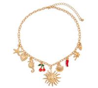 AZIDWERYQ Gold Charm Necklace, Exquisite Elegant Beach Shells Pendant Charm Necklace for Women Valentine's Day, Strawberry Necklaces