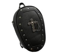 AZIDWERYQ Goth Purse PU Coffin Shape Halloween Backpack with Cross Portable Shoulder Halloween Purse with Adjustable Strap for Women Girls Gothic Bag