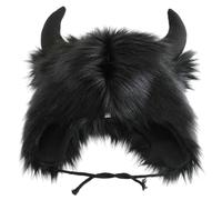 AZIDWERYQ Halloween Buffalo Hat Winter Plush Furry Warm Cow Hat with Horns Soft Earmuff for Halloween Decorations Party Supplies Buffalo